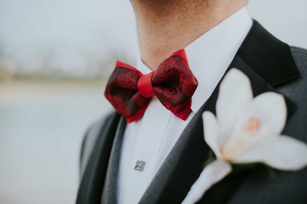 Vesey Wedding Photo of a bow tie on a groomsman